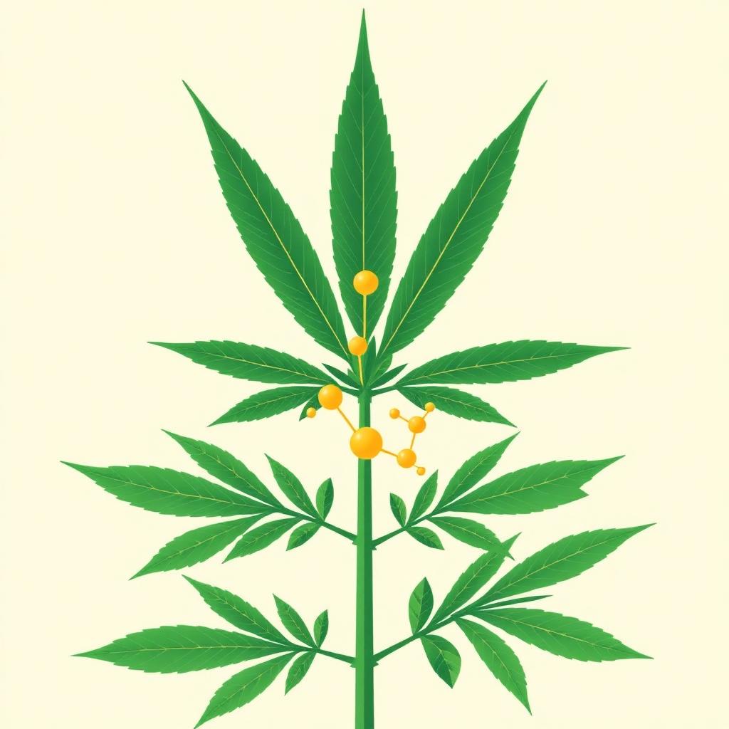 Hemp plant and CBD molecule infographic